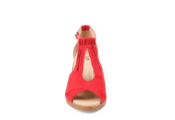 Journee Collection Womens Kedzie Wedge Sandal - Red -Shoe Promotion Shop US 01 102268 02