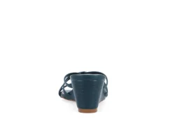 Journee Collection Womens Blayke Wedge Slip On Sandal - Blue -Shoe Promotion Shop US 01 203692 04