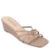Journee Collection Womens Blayke Wedge Slip On Sandal - Taupe -Shoe Promotion Shop US 01 203694 00