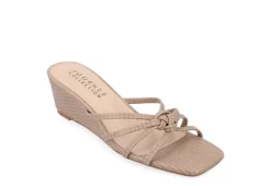Journee Collection Womens Blayke Wedge Slip On Sandal - Taupe