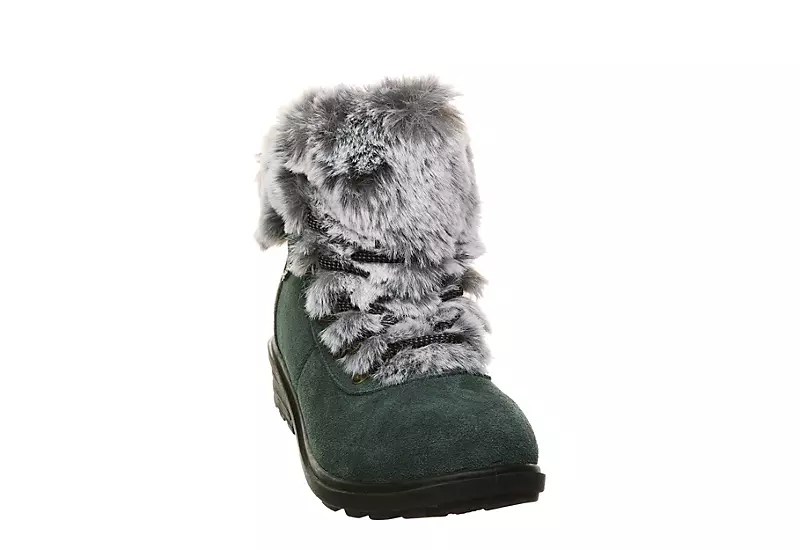 Bearpaw Womens Serenity Lace Up Fur Boot - Dark Green 5 Bearpaw Womens Serenity Lace Up Fur Boot - Dark Green - Image 3