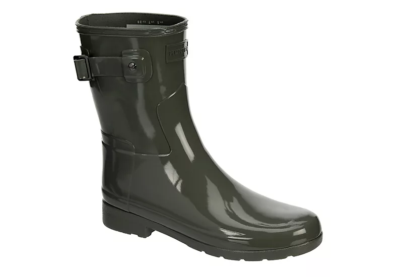 Hunter Boots Llc Womens Original Refined Short Gloss Rain Boot - Grey 3 Hunter Boots Llc Womens Original Refined Short Gloss Rain Boot - Grey