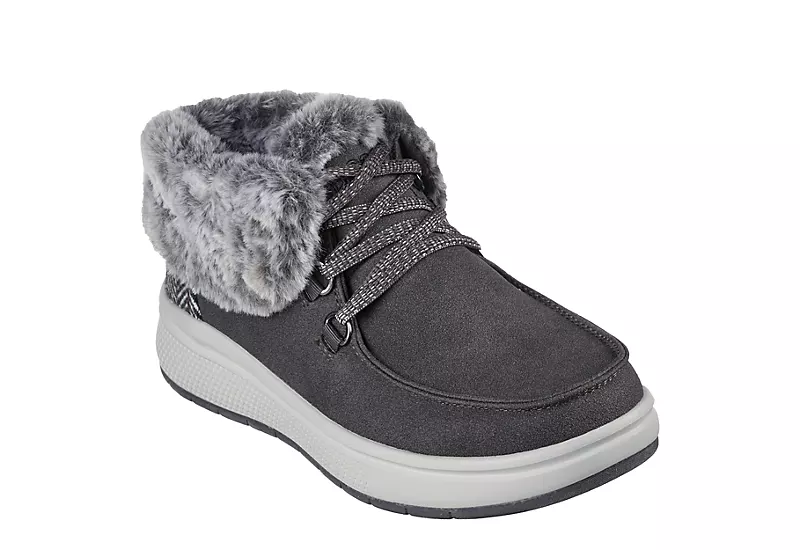 Skechers Womens Skipper Wave Cozy Queen Lace-up Fur Boot - Dark Grey 3 Skechers Womens Skipper Wave Cozy Queen Lace-up Fur Boot - Dark Grey