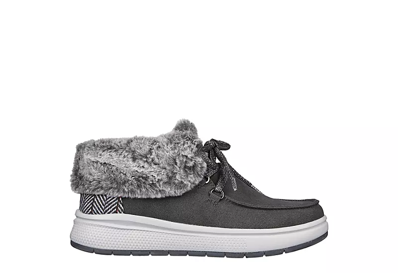 Skechers Womens Skipper Wave Cozy Queen Lace-up Fur Boot - Dark Grey 4 Skechers Womens Skipper Wave Cozy Queen Lace-up Fur Boot - Dark Grey - Image 2