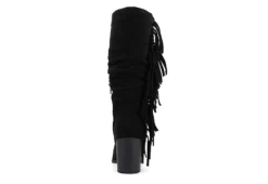 Journee Collection Womens Hartly Fringed Wide Calf Dress Boot - Black -Shoe Promotion Shop US 01 303177 04