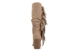 Journee Collection Womens Hartly Fringed Wide Calf Dress Boot - Taupe -Shoe Promotion Shop US 01 303178 04