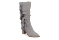 Journee Collection Womens Hartly Fringed Wide Calf Dress Boot - Grey