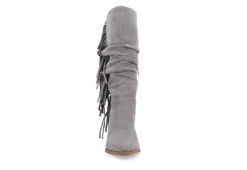 Journee Collection Womens Hartly Fringed Wide Calf Dress Boot - Grey -Shoe Promotion Shop US 01 303179 02