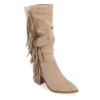 Journee Collection Womens Hartly Fringed Extra Wide Calf Dress Boot - Taupe -Shoe Promotion Shop US 01 303183 00