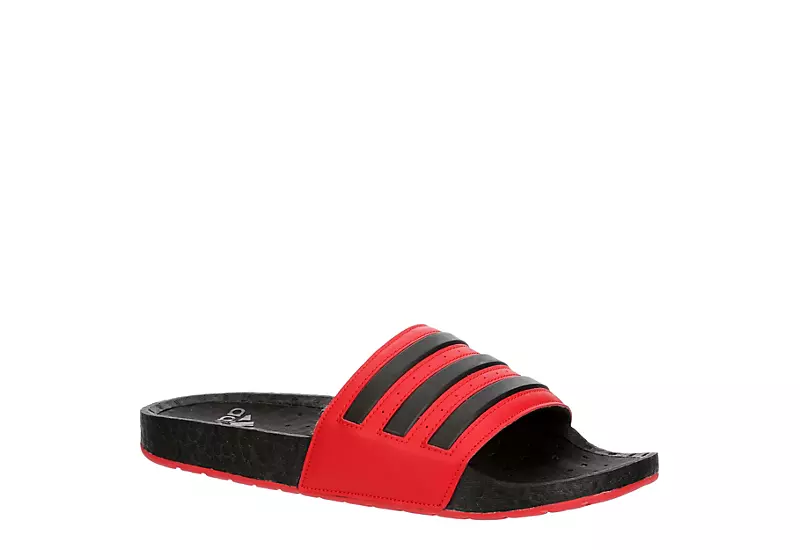 Adidas Mens Adilette Boost Slide Sandal - Red 3 Adidas Mens Adilette Boost Slide Sandal - Red