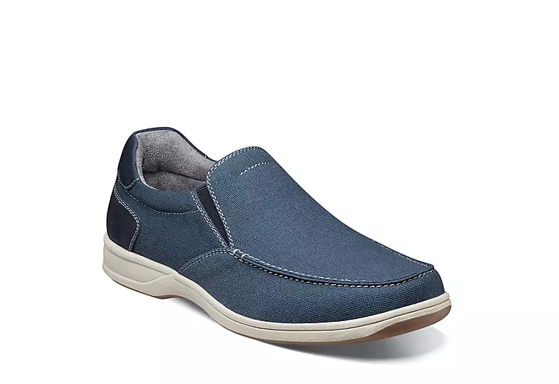 Florsheim Mens Lakeside Canvas Moc Toe Slip On Oxford - Navy 3 Florsheim Mens Lakeside Canvas Moc Toe Slip On Oxford - Navy