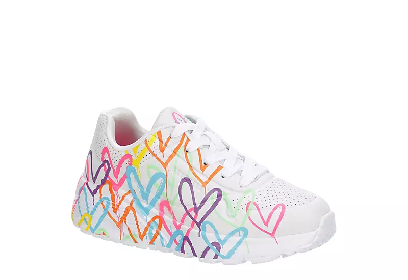 Skechers Girls Uno Lite Sneaker - White 3 Skechers Girls Uno Lite Sneaker - White