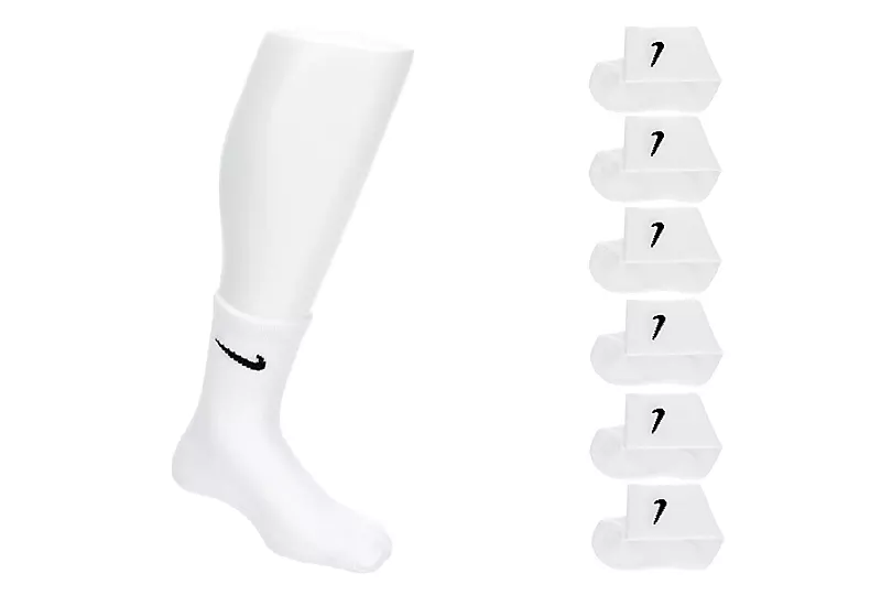 Nike Boys Mesh Cushioned Crew Socks 6 Pairs - White 3 Nike Boys Mesh Cushioned Crew Socks 6 Pairs - White