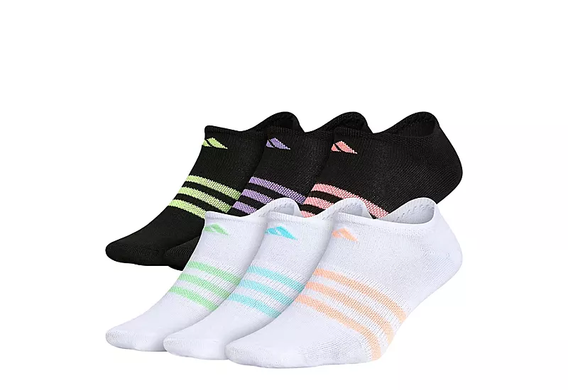 Adidas Girls Superlite No Show Socks 6 Pairs - White 3 Adidas Girls Superlite No Show Socks 6 Pairs - White