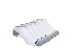Skechers Boys No Show Full Terry Socks 6 Pairs - White