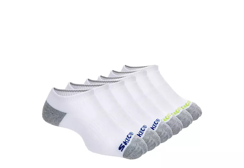 Skechers Boys No Show Full Terry Socks 6 Pairs - White 3 Skechers Boys No Show Full Terry Socks 6 Pairs - White