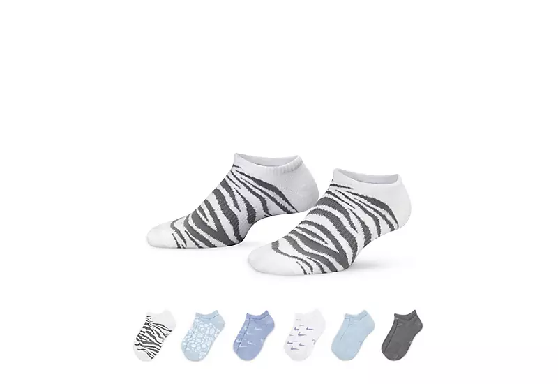 Nike Girls Graphic No Show Socks 6 Pairs - Assorted 3 Nike Girls Graphic No Show Socks 6 Pairs - Assorted