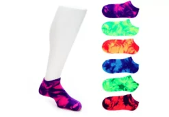 Sof Sole Girls Tie Dye No Show Socks 6 Pairs - Neon